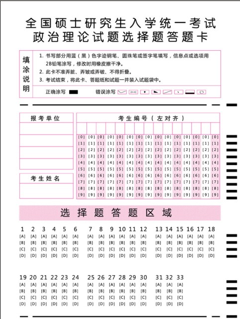 2014考研政治答题卡样张(图)-跨考考研